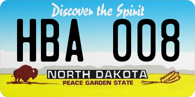 ND license plate HBA008