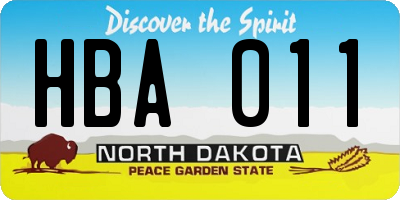 ND license plate HBA011