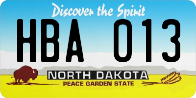 ND license plate HBA013