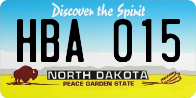 ND license plate HBA015