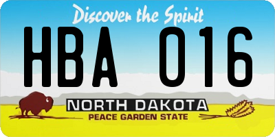 ND license plate HBA016