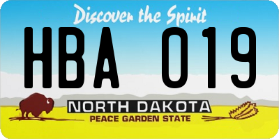 ND license plate HBA019
