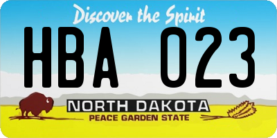 ND license plate HBA023