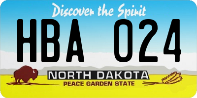 ND license plate HBA024