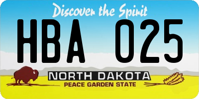 ND license plate HBA025