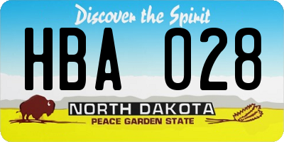 ND license plate HBA028