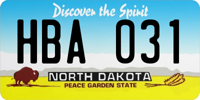 ND license plate HBA031