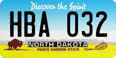 ND license plate HBA032