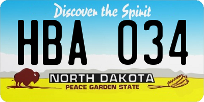 ND license plate HBA034