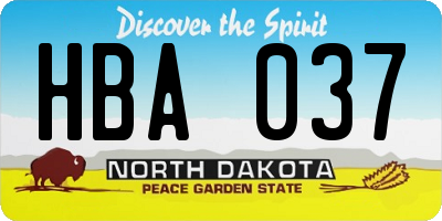 ND license plate HBA037