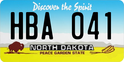 ND license plate HBA041
