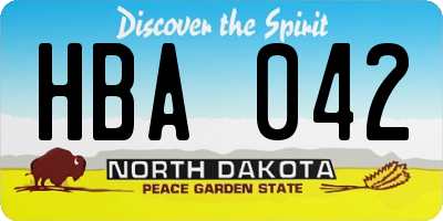 ND license plate HBA042