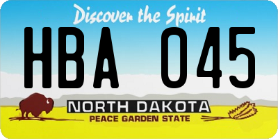 ND license plate HBA045