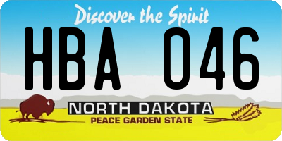 ND license plate HBA046