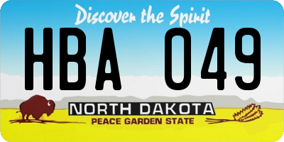 ND license plate HBA049