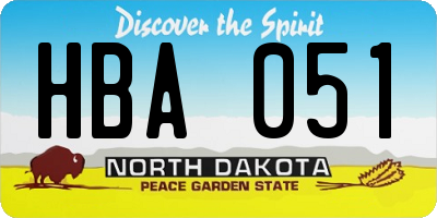 ND license plate HBA051