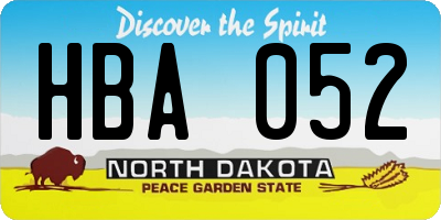 ND license plate HBA052