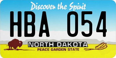 ND license plate HBA054