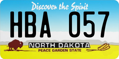ND license plate HBA057