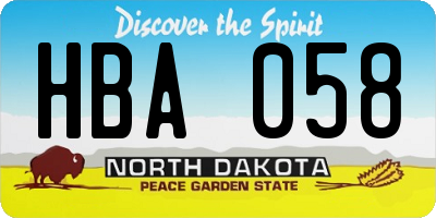 ND license plate HBA058