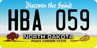 ND license plate HBA059