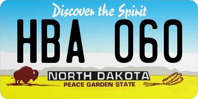 ND license plate HBA060