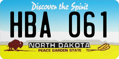 ND license plate HBA061