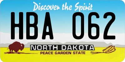 ND license plate HBA062