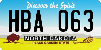 ND license plate HBA063