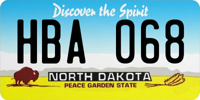 ND license plate HBA068