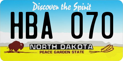 ND license plate HBA070