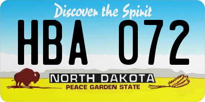 ND license plate HBA072
