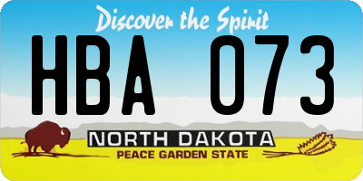 ND license plate HBA073