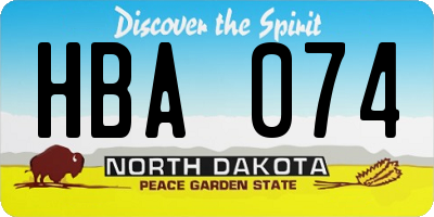 ND license plate HBA074