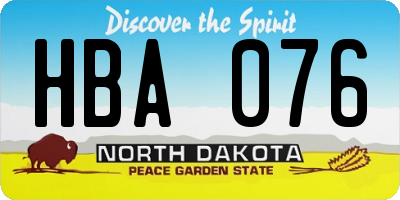 ND license plate HBA076