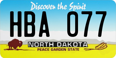 ND license plate HBA077