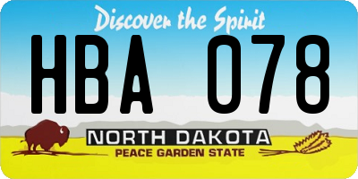 ND license plate HBA078