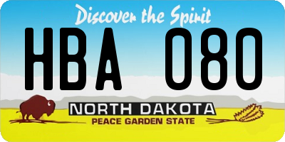 ND license plate HBA080