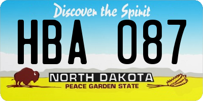 ND license plate HBA087