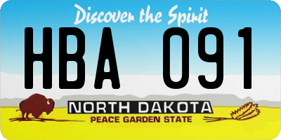 ND license plate HBA091