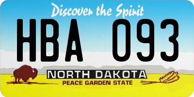 ND license plate HBA093