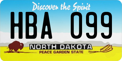 ND license plate HBA099