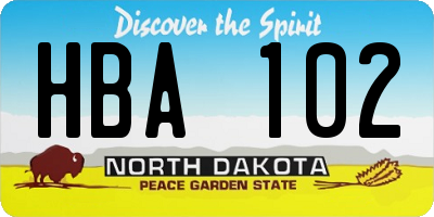 ND license plate HBA102