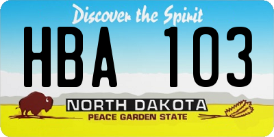 ND license plate HBA103