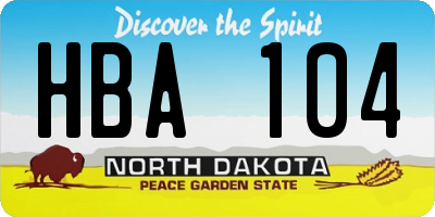 ND license plate HBA104