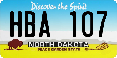 ND license plate HBA107