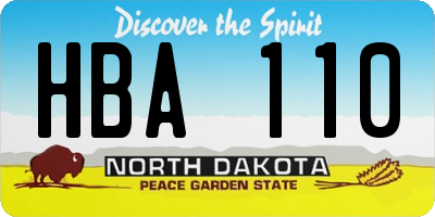 ND license plate HBA110