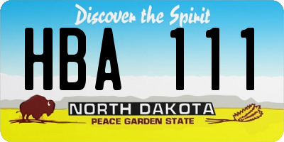 ND license plate HBA111