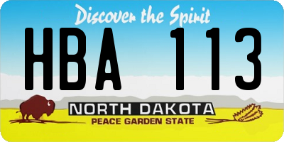 ND license plate HBA113