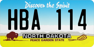 ND license plate HBA114